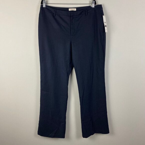 Coldwater Creek Whisper Flannel Trouser Pants Size 16 Bootcut Navy Natural Fit - Picture 1 of 9